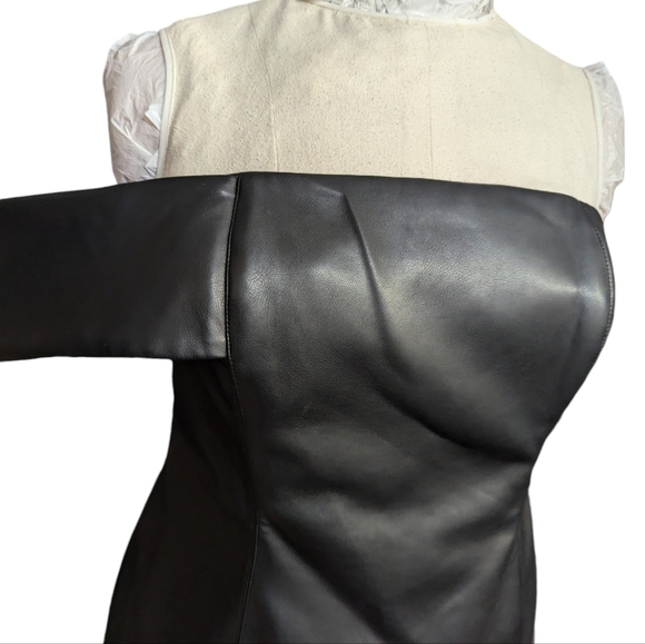 ISRAELLA KOBLA Simphi One-Shoulder Faux Leather Dress Black ...Size 14 - Picture 6 of 11